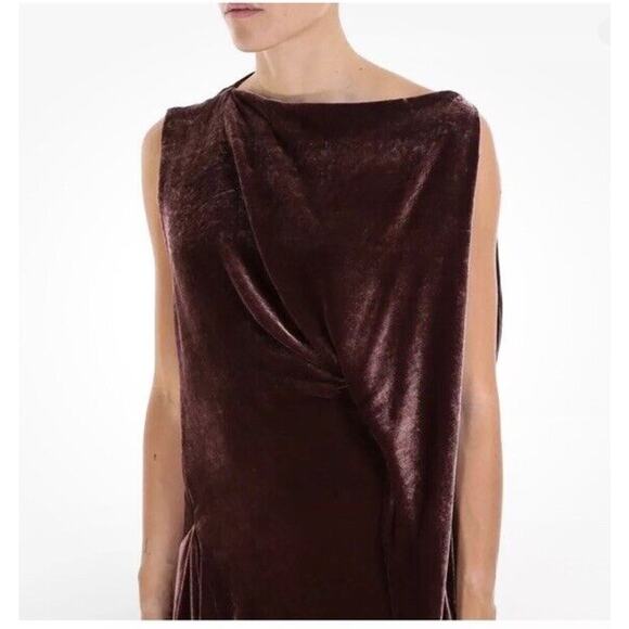 Salvatore Ferragamo Belted Draped Velvet Crushed-velvet Dress Size 40 (US 6 )NWT - Picture 4 of 15